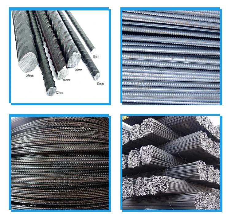 HRB400 HRB500 Fiberglass Steel Reinforcing Bars Deformed Iron Bar 6mm 8mm 10mm Steel Bar Construction Rebars in Coils Rod