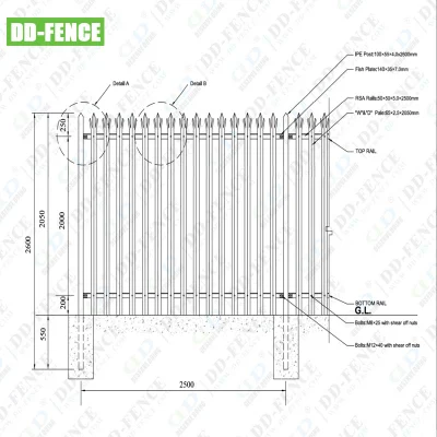 W-Abschnitt, hell, 50 x 50 x 6 mm, Winkeleisen, Sicherheitsbetonwand, Stahlpalisadenzaun, IPE-Pfosten-Design, feuerverzinkt oder pulverbeschichtet