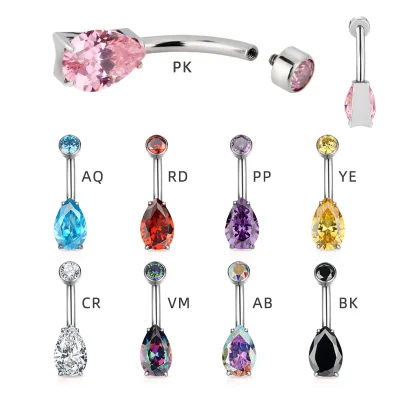 Heißer ASTM F136 Titan CZ Top und Birne CZ Stein Zurück Bauchnabel Ringe Nabel Ringe Körper Piercing für frauen Schmuck